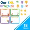 Our IXL Progress 18PC Dry Erase Bulletin Board Set, Header, Write-On Wipe-Off Posters, and Colorful Cardstock Cutouts, Goal Trackers Charts and Teacher Supplies for Classroom Management